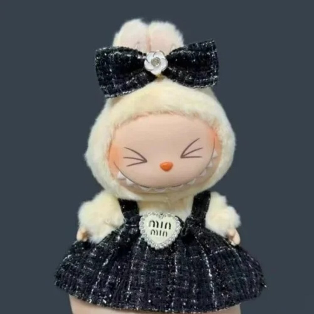 Labubu Designer Dress Bow Clothing Outfit Black Clothes Accessories Monsters